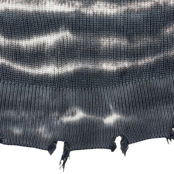 Young Fabulous & Broke Distressed Sweater Blue Tie Dye Oversized Mock Neck Tunic - Picture 15 of 16